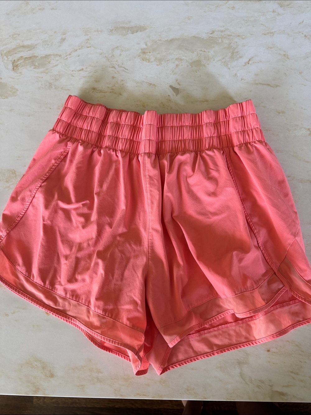 Athleta Coral Pink Athletic Shorts with Elastic Waist